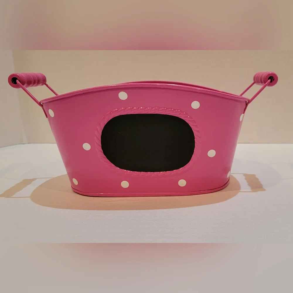 3 Piece Pink w/ White Polka-dots Chalkboard Tin Set